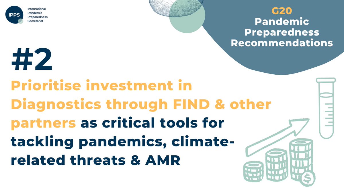 🧪2. Prioritise equitable access to diagnostics in the development of surveillance and response systems e.g. Invest in Diagnostics through @FINDdx and other partners as critical tools for tackling pandemics, climate-related threats and #AMR #100DaysMission (3/4)