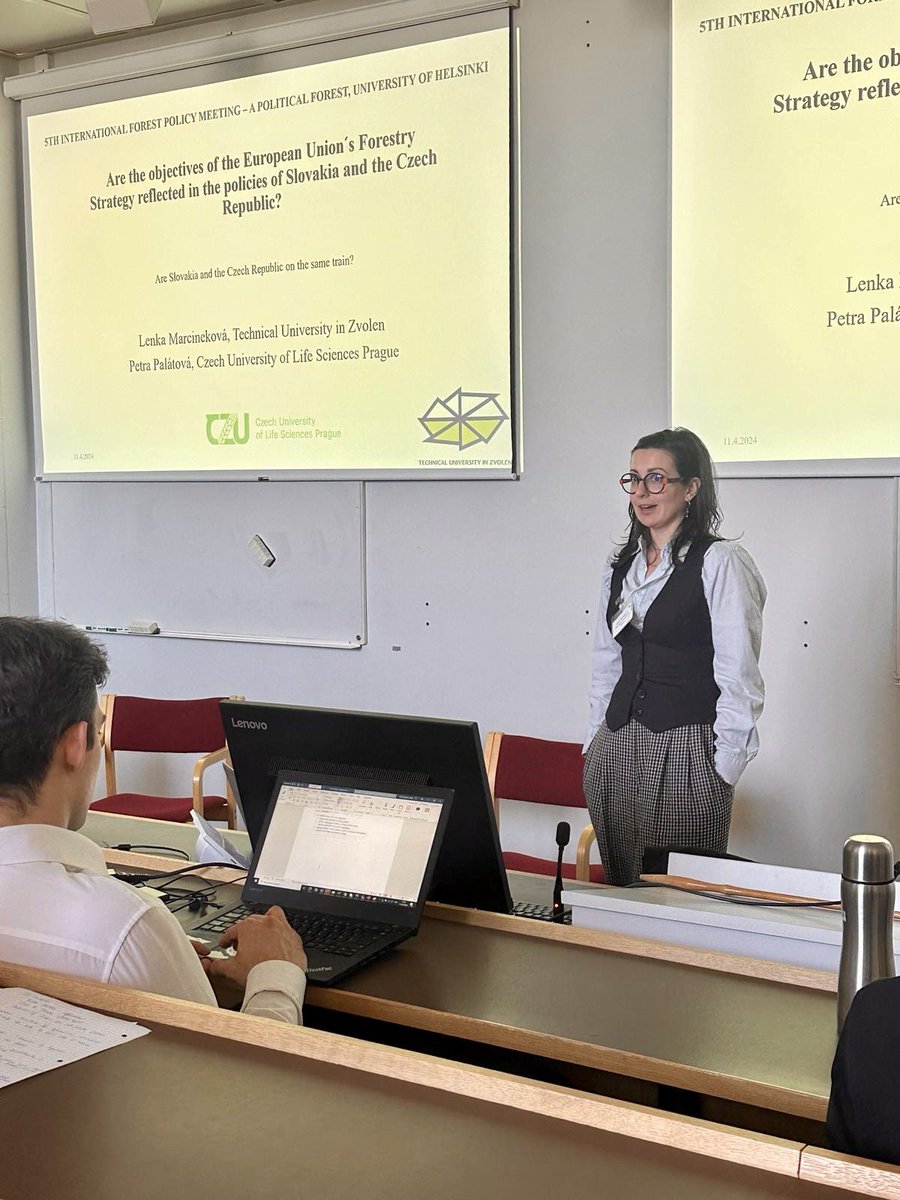 DepartmentofFo2's tweet photo. Our colleague @Lenka_Navratil spoke at #IFPM5 about #EU #forest #strategy goals and their reflection in national policies of #Slovakia and #CzechRepublic 
w/ @CzuFld @CZUvPraze @helsinkiuni @EfiGovernance https://t.co/wyF8AWU4M7
