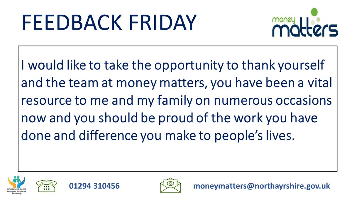 Lovely feedback received from a client who Ainslie, Welfare Rights Officer is currently supporting to challenge a benefit through the tribunal system. #MakingADifference