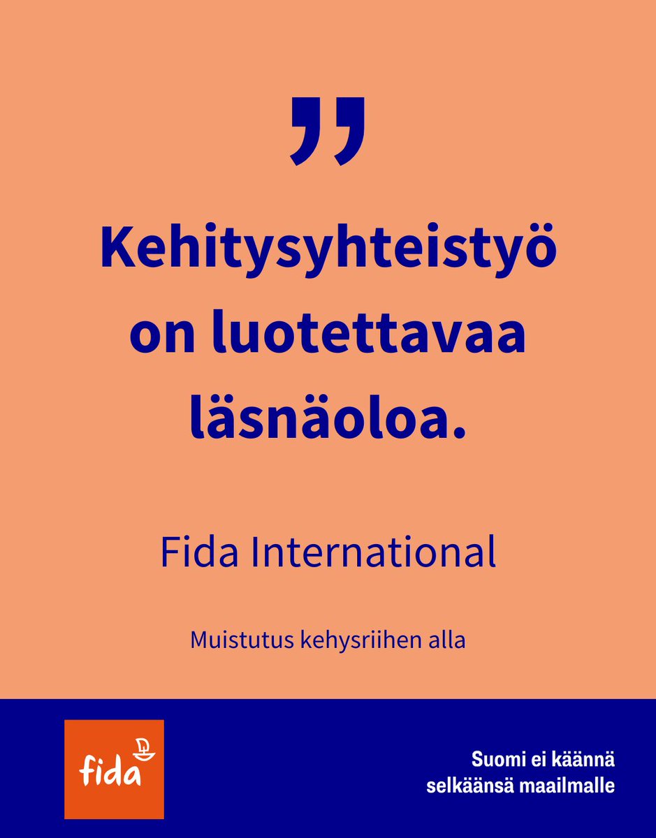 Muistutus hallitukselle kehysriihen alla: Suomen #kehitysyhteistyö on tutkitusti tuloksellista ja vaikuttavaa. 👉 Tuloksellisuuden edellytyksiä ovat pitkäjänteisyys, monitoimijuus ja yhdenvertaiset kumppanuudet. #TurvallisempiMaailma #kehysriihi #EmmeKäännäSelkää