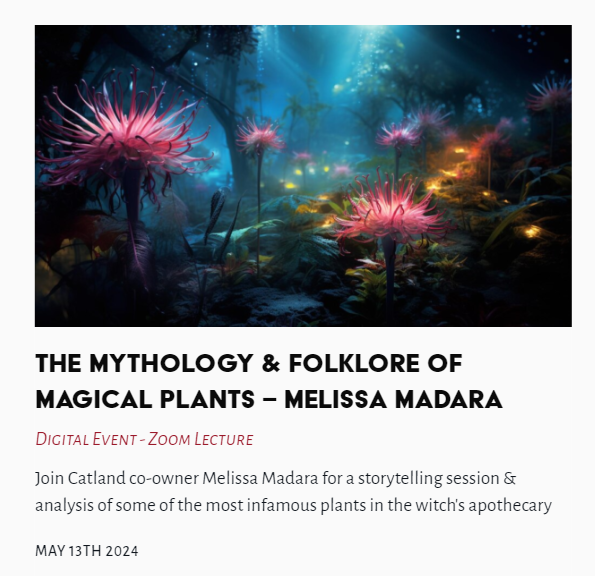 Tonight's Lecture - The Mythology & Folklore of Magical Plants - Melissa Madara #Mythology #Folklore #MagicalPlants #MelissaMadara @TheLastTuesdayS thelasttuesdaysociety.org/event/the-myth…