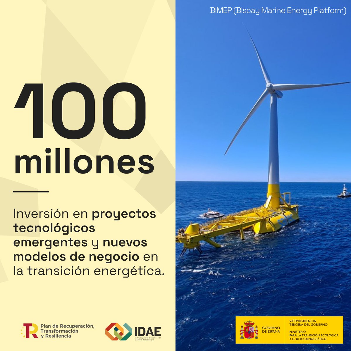 Invertimos 100 millones € en proyectos innovadores que impulsen la descarbonización de la economía ⚡️ → A través de @IDAEenergia Profundizamos la transformación de nuestro modelo energético «IDAE será ahora accionista de los emprendimientos más rompedores» 🔹 VP @TeresaRibera