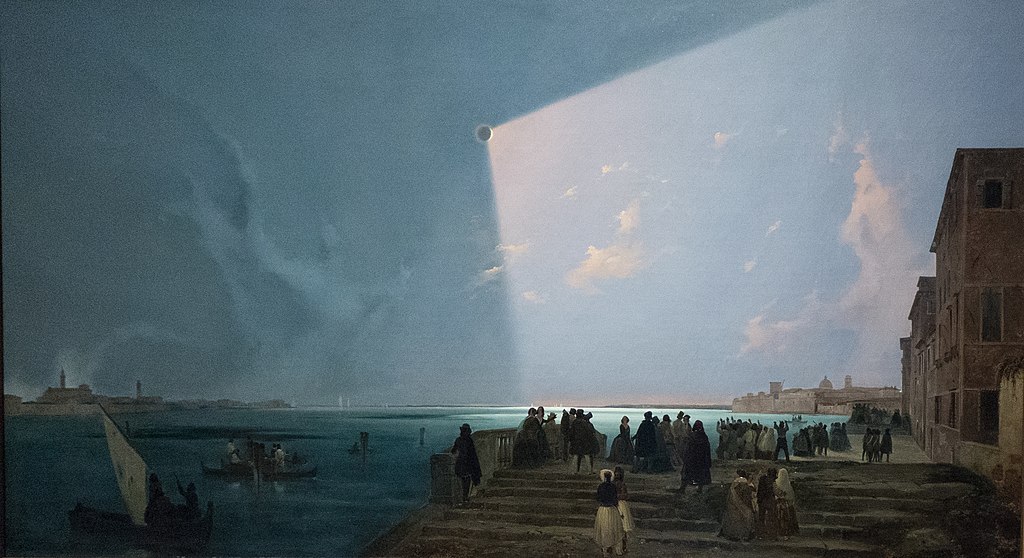 Just saw this painting, a really amazing piece! #Arts (Ippolito Caffi: Eclips of the Sun in Venice in July 8, 1842 at Fondamenta Nove)