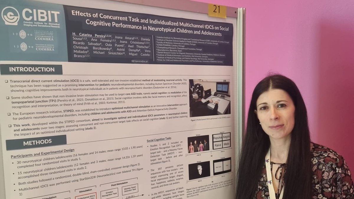 During the 6th European Conference on Brain Stimulation @ChampalimaudF, #CIBIT_UC researchers' work took the stage, highlighting developments in brain stimulation and therapeutic applications. @tmssousa, @JoanaCrSi & @catawina played key roles in this substantial contribution. 👏