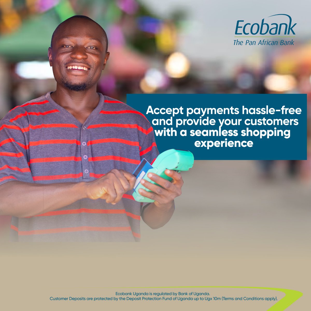 Revamp your business with seamless card payments through Ecobank's POS machines! Contact us now at 0312 354100 or email alleug-contactcentre@ecobank.com to elevate your transactions. #MoneySmartFridays #ABetterWay