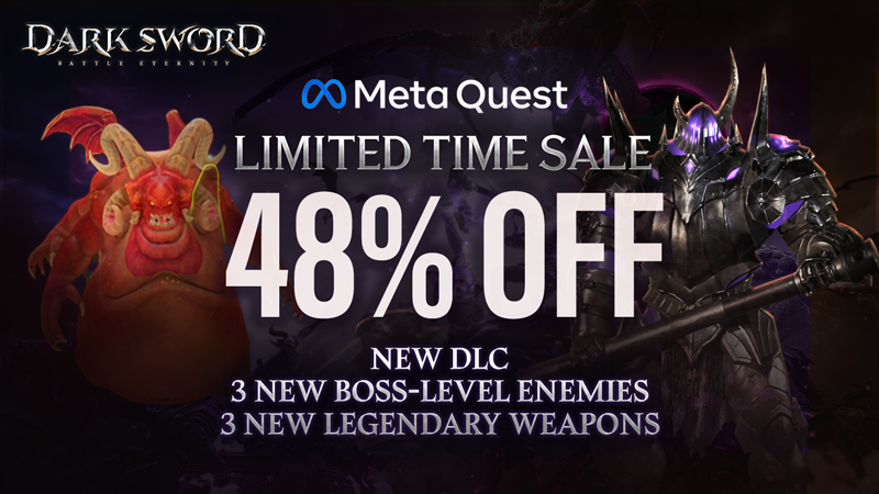 DarkswordVR's tweet photo. Enjoy Darksword with a 48% discount on @MetaQuestVR until Apr 24th! 🔥

⚔️NEW DLC
🪓3 new boss-level enemies
✨3 new legendary weapons:
..and much more!

Store: https://t.co/9OgCYWy7uU

#Darksword #Quest3 #Quest2 #MetaQuest #VR https://t.co/HlqePH4jbb