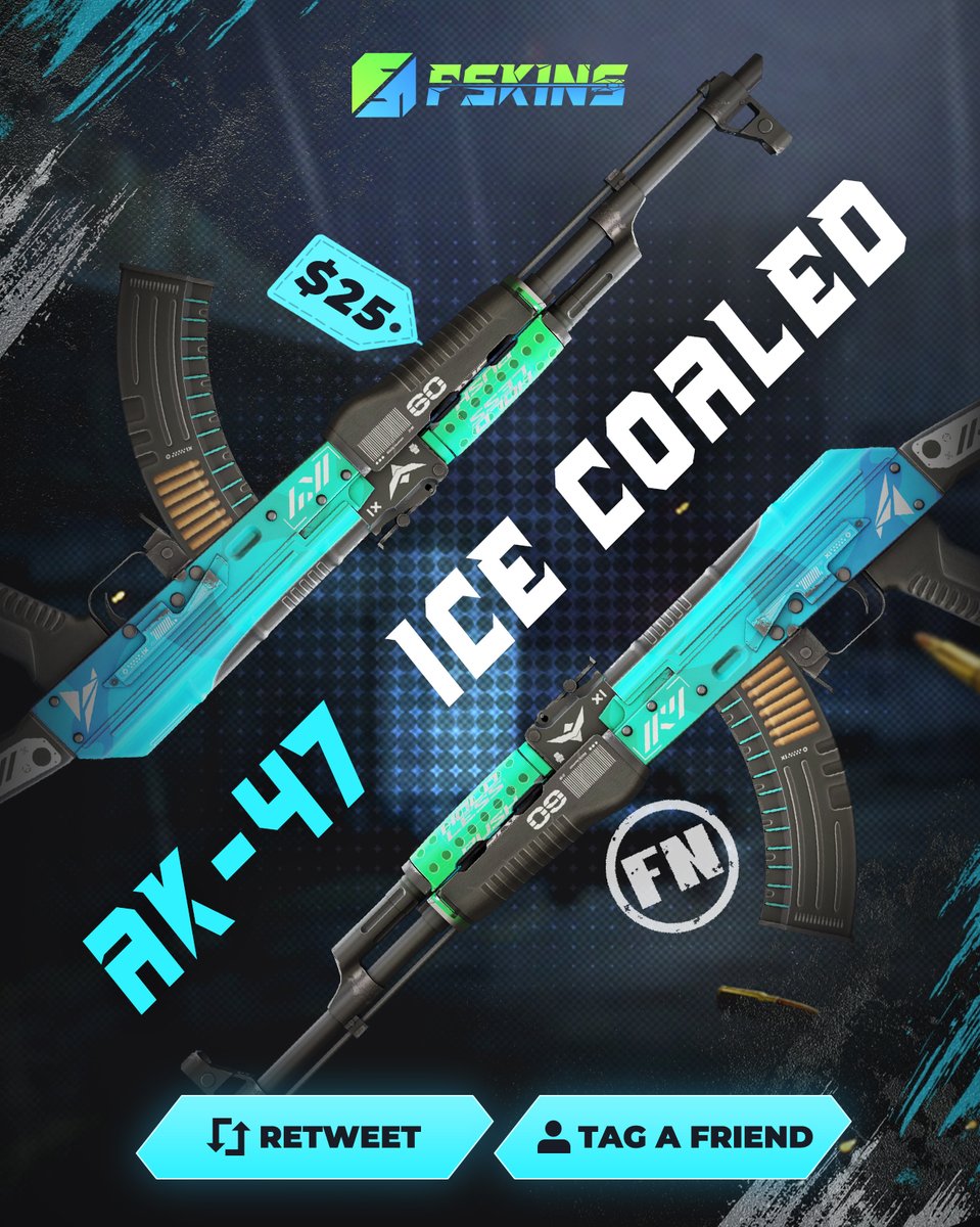 🎁AK-47 | ICE COALED ($25)🎉 ✅To Enter: ✅Retweet & Like ✅Follow me & @FskinsCSGO2 ✅Tag a friend Giveaway ends in 5 days! ⏳ #CSGOGiveaway #CSGO #Giveaway #Giveaways #CSGO2