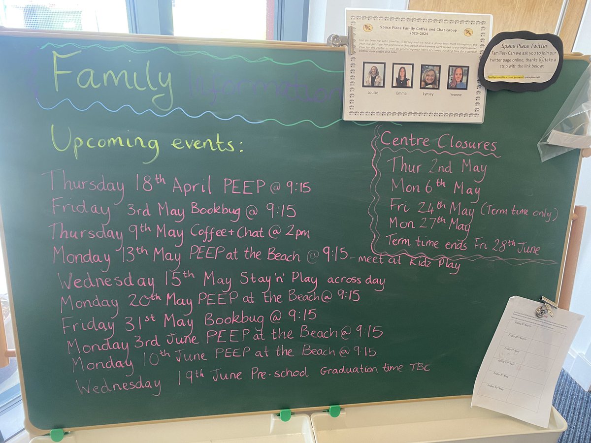 We have lots of family learning opportunities coming up this term including PEEP, Stay n Play and Bookbug sessions. Please check out the board in our foyer for further info! 🥰💕🧸