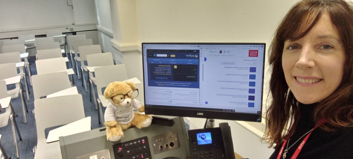 kingsnmpc's tweet photo. .@NursingTimes Dr Siobhan OConnor @KingsNursing shortlisted for #SNTA prepares a session on coding in Python for her nursing students with help from โVirginiaโ #SNTABear #AInurses (a nod to Dr Virginia Saba, a pioneer in nursing informatics) ๐งธโ๏ธ https://t.co/PdlL7NGoI3