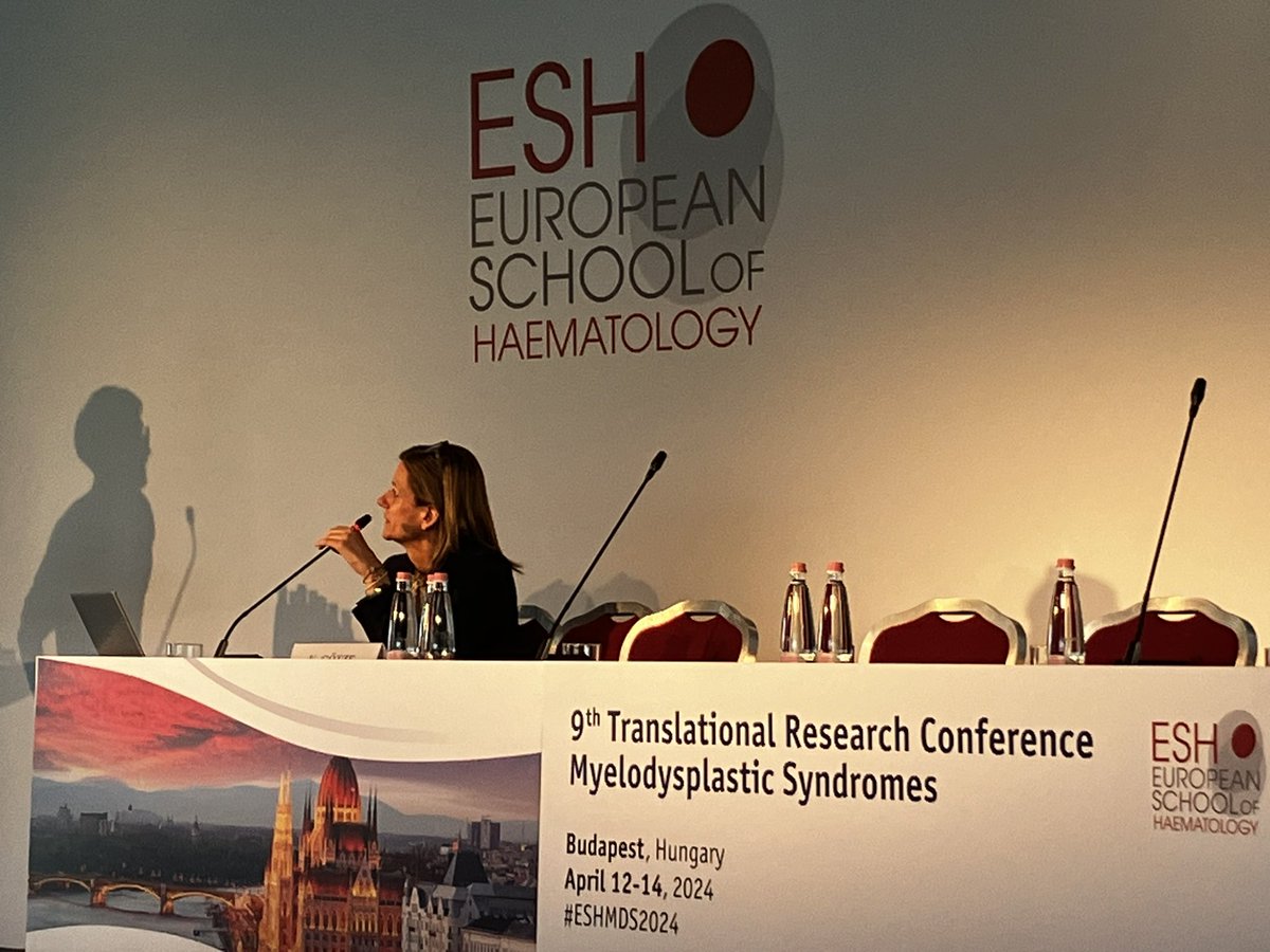 Katarina Goetze nicely chairing the first session of the exciting #ESHMDS2024 meeting in Budapest, and the title is : sinister origins of MDS!!!
