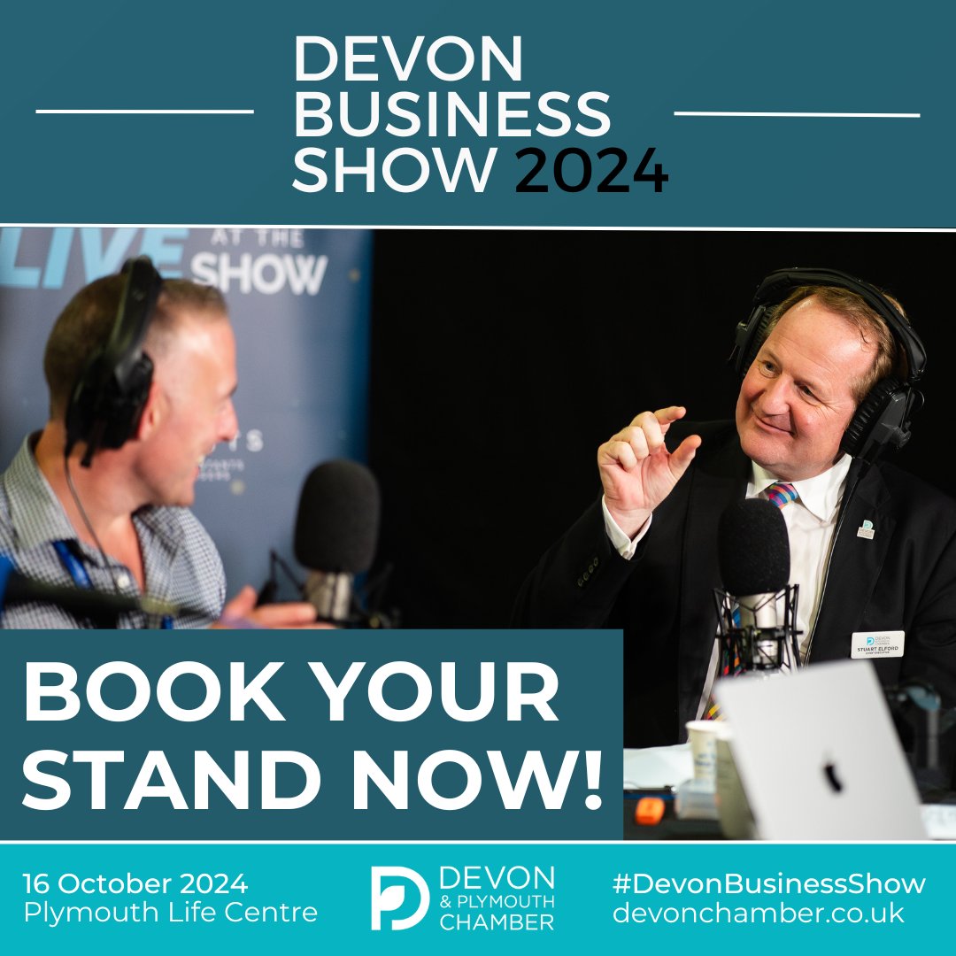 Book your Devon Business Show stand now using the interactive map on our website 📍 Fill in the booking form on our website bit.ly/3TyqCKA and we'll see you at Plymouth Life Centre on Wednesday 16 October 👋🏼 #DevonBizShow #connectgrowsucceed #peopleplanetpurpose