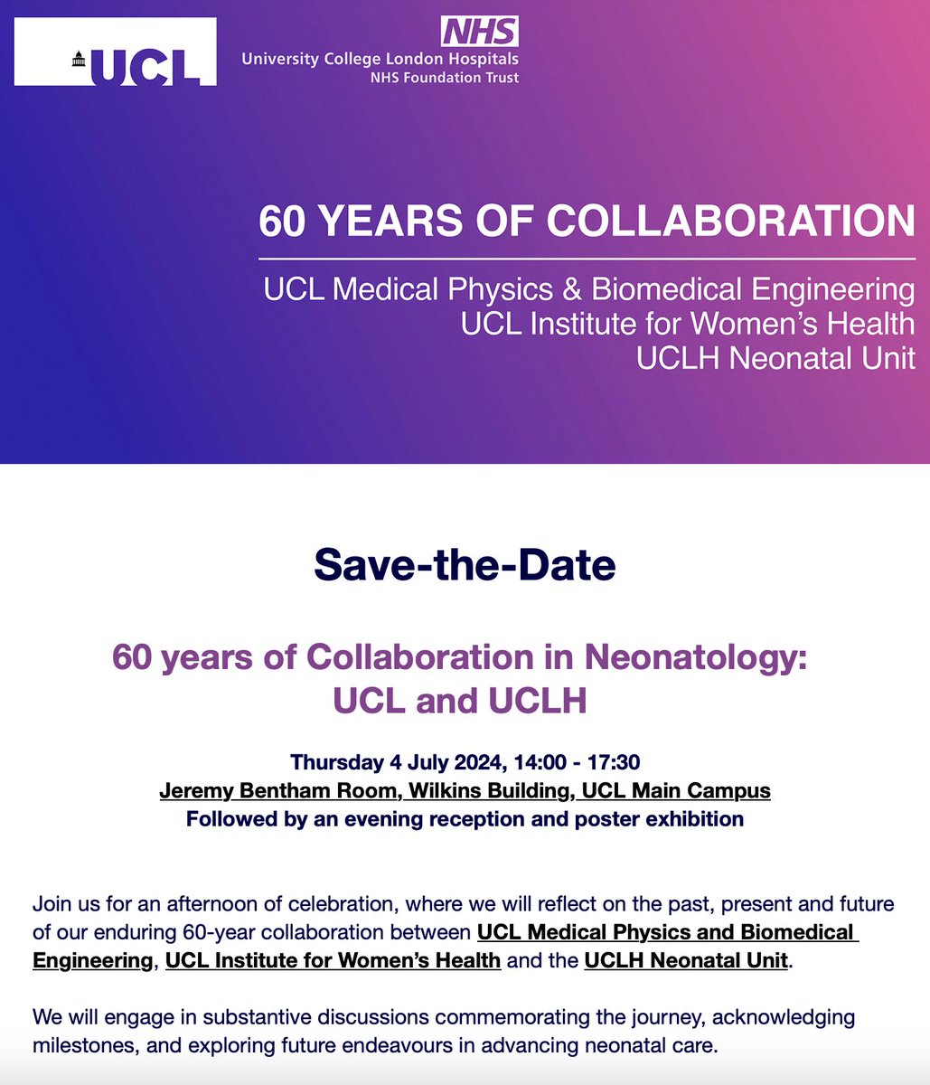 Subhabrata Mitra (@subhabratamitra) on Twitter photo Looking forward to this exciting afternoon! Further details will be available soon.
<a href="/UCL_IfWH/">UCL EGA Institute for Women's Health</a> <a href="/UCLmedphys/">UCL Medical Physics & Biomedical Engineering</a> <a href="/IliasTachtsidis/">Ilias Tachtsidis</a> <a href="/uclh/">UCLH</a> <a href="/UCLHresearch/">NIHR UCLH Biomedical Research Centre</a> <a href="/PrenatalTherapy/">Anna David</a> Looking forward to this exciting afternoon! Further details will be available soon.
<a href="/UCL_IfWH/">UCL EGA Institute for Women's Health</a> <a href="/UCLmedphys/">UCL Medical Physics & Biomedical Engineering</a> <a href="/IliasTachtsidis/">Ilias Tachtsidis</a> <a href="/uclh/">UCLH</a> <a href="/UCLHresearch/">NIHR UCLH Biomedical Research Centre</a> <a href="/PrenatalTherapy/">Anna David</a>