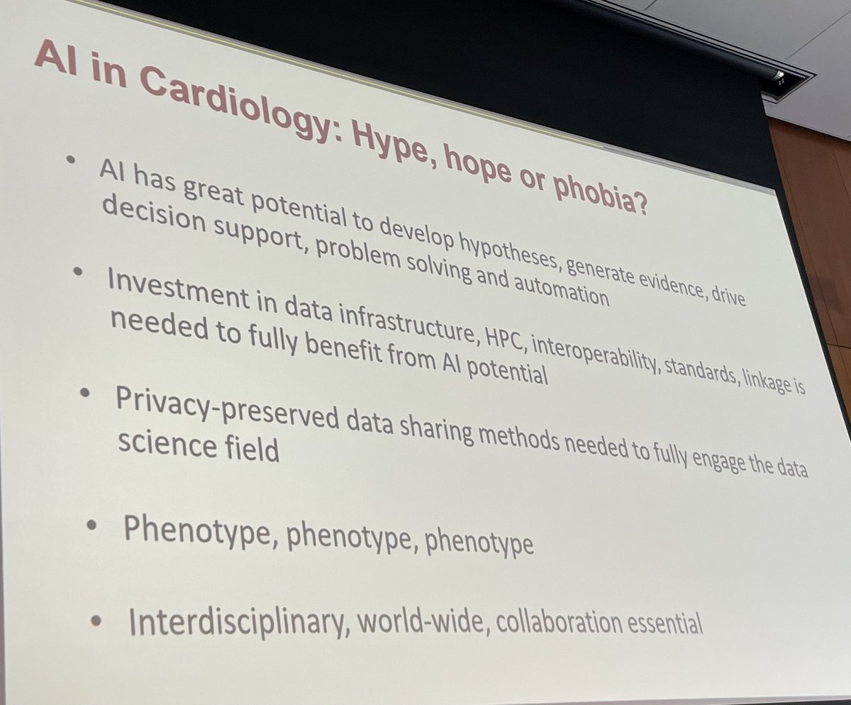 Carol Ann Remme (@carolremme) on Twitter photo Fascinating keynote lecture by <a href="/fwasselbergs/">Folkert Asselbergs</a> on #AI in translational #cardiovascular medicine
➡️ Hype, hope or phobia?
➡️ Not only automation but also discovery
➡️Talk to your data!
#FCVB2024 <a href="/escardio/">European Society of Cardiology</a> #ESCBasicScience Fascinating keynote lecture by <a href="/fwasselbergs/">Folkert Asselbergs</a> on #AI in translational #cardiovascular medicine
➡️ Hype, hope or phobia?
➡️ Not only automation but also discovery
➡️Talk to your data!
#FCVB2024 <a href="/escardio/">European Society of Cardiology</a> #ESCBasicScience
