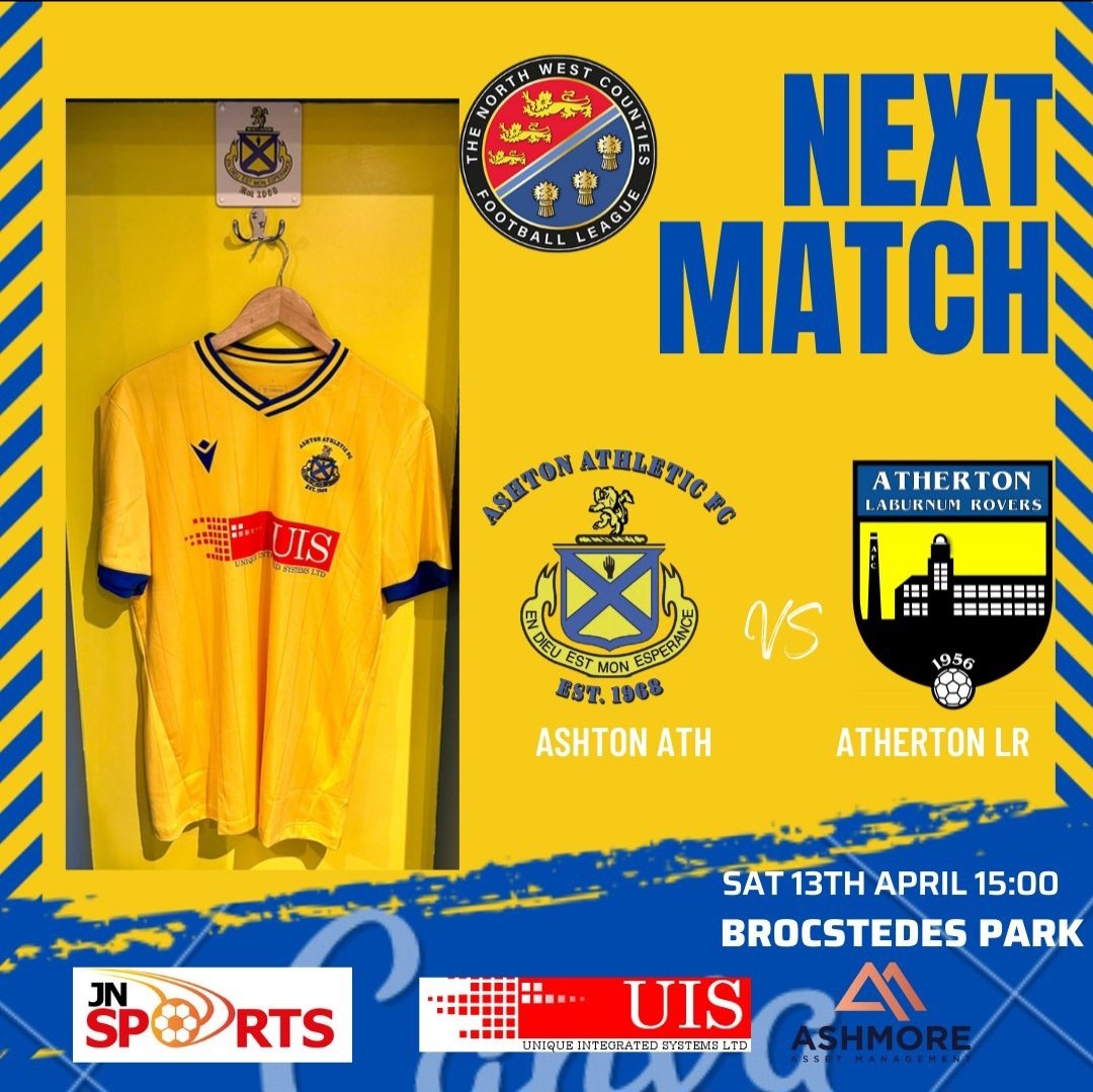 The Yellows are in action for one last time this season tomorrow! 

We take on @AthertonLRFC

⚽️ Sat 3pm

🎟 Adults £6, concessions £4

🟡🔵 Get down to Brocstedes Park and support the lads! 💛💙

#AshtonAthletic
#Yellows
#proudtobeyellow