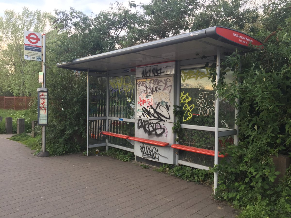 We have Haringey Council on a journey to being London #BoroughofCulture in 2027 (to 28), but the 11th April '24 graffiti on the Eastbound Ferry Lane N17 bus shelter is not pop-up street art. Can @TfL clean soon and kept clean. Maybe Cabbie cllrs can have a #canvassing word? #LBOC