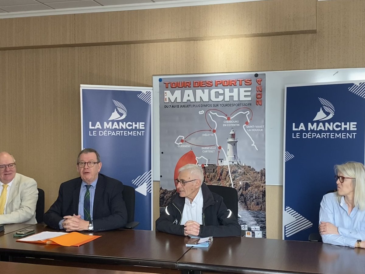 Conférence de presse ce jour pour annoncer le parcours du Tour des Ports de la Manche 2024. Départ de St-Hélier (Jersey) le 7 Juillet! 
Le Tour sera également par Guernesey le 9 Juillet!

@GovJersey @PortsofJersey @LaManche50 @Govgg @gsyharbours @VisitJerseyCI @VisitGuernsey