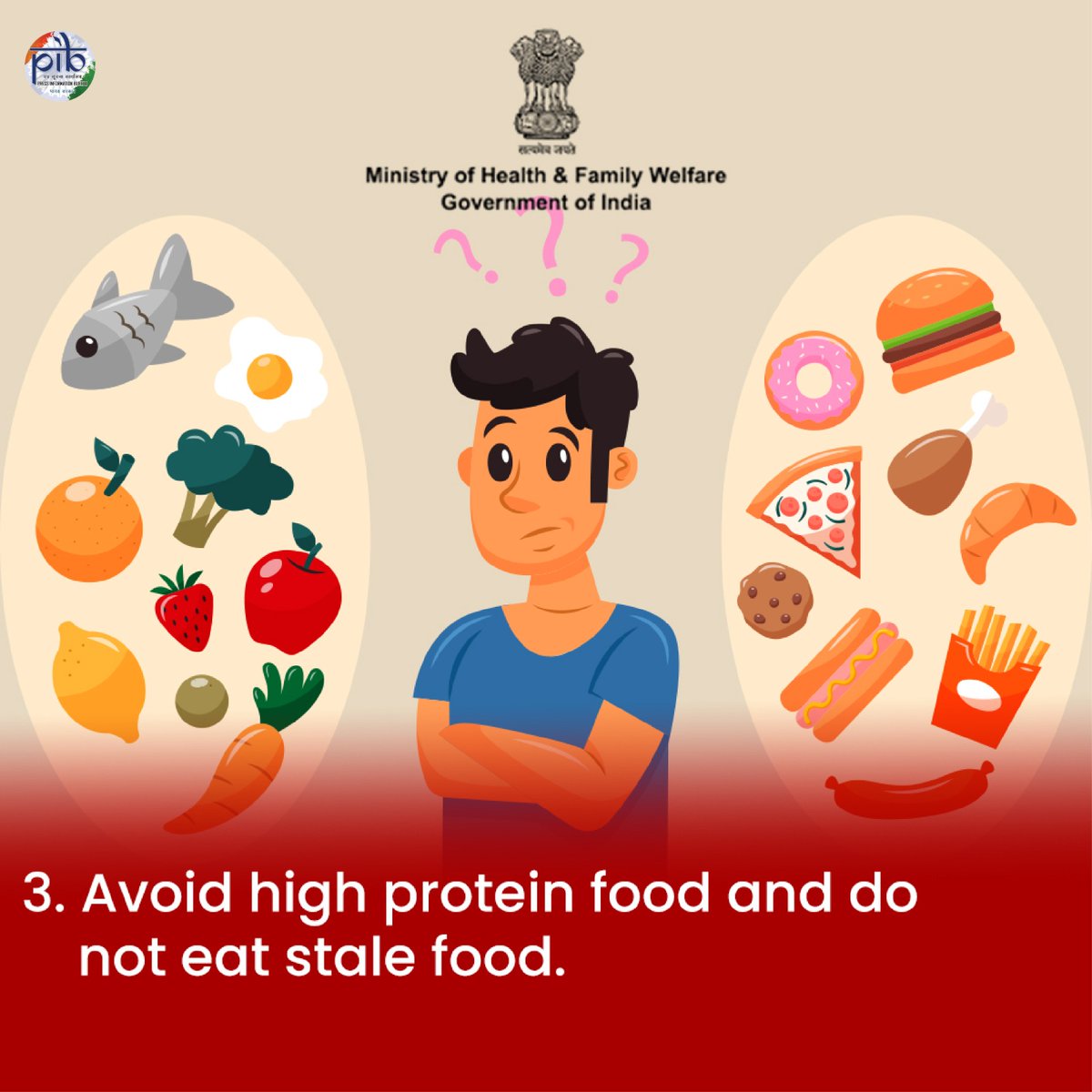 Necessary precautions to take care of during this summer season!👇 ⚠️Avoid high protein food and do not eat stale food. Prioritizing health is essential for overall well-being. #BeatTheHeat #HeatWave @MoHFW_INDIA @MIB_India @IMDWeather @PIB_India