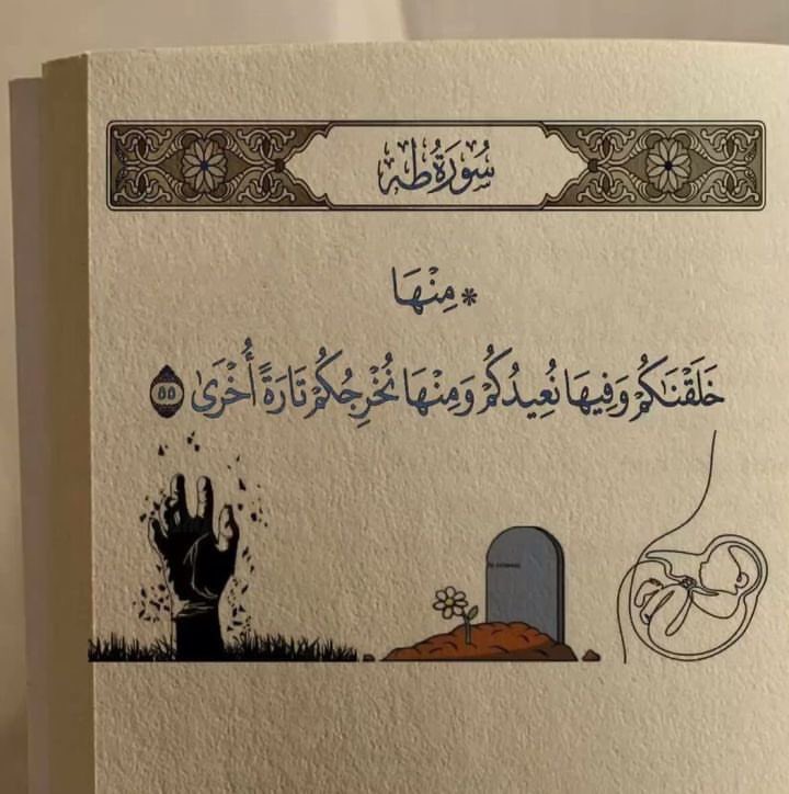 ﷽ “Sizi topraktan yarattık, yine sizi oraya döndüreceğiz ve bir kez daha sizi diriltip oradan çıkaracağız.” | Tâhâ. 55.|