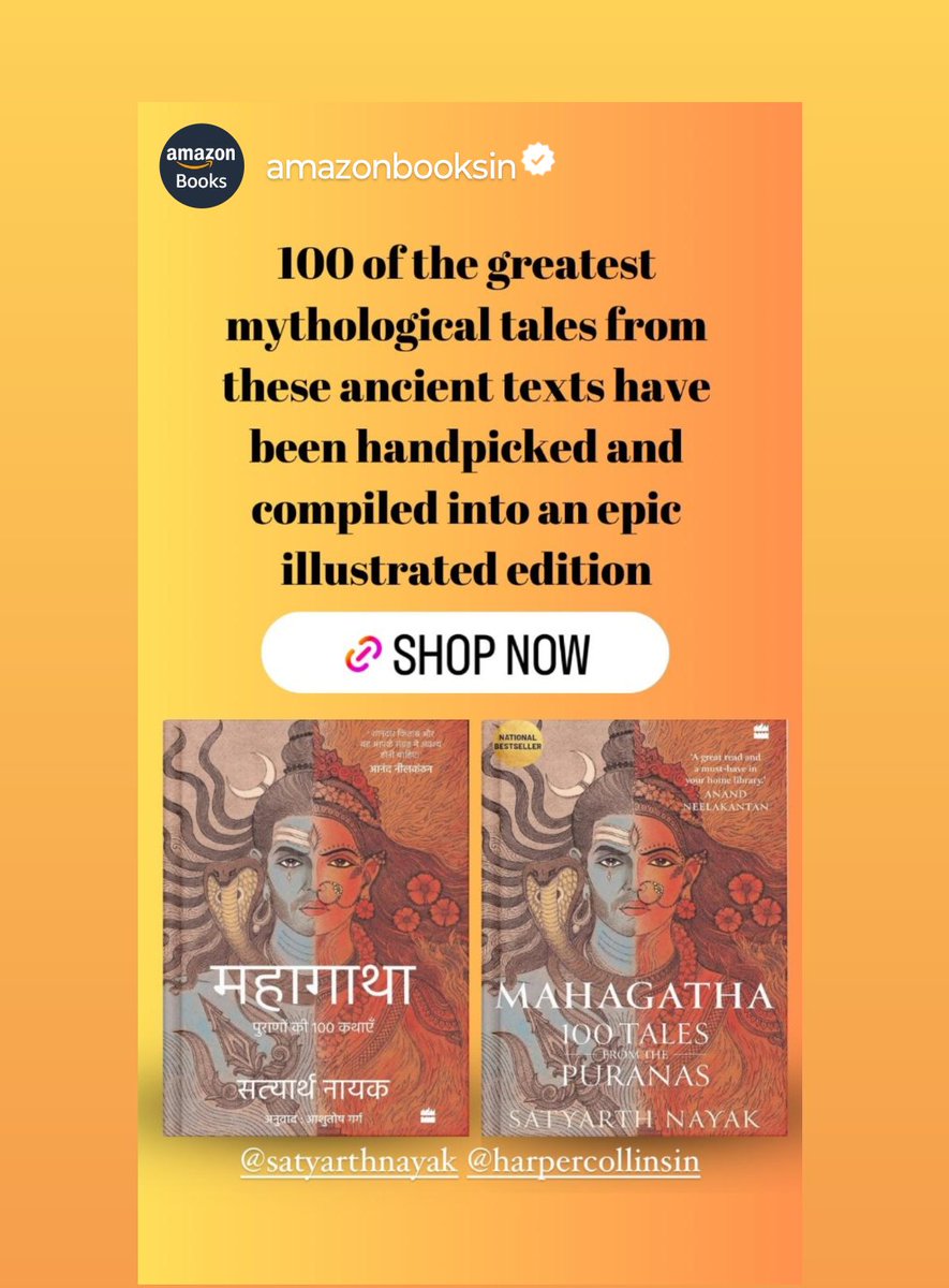 MAHAGATHA - 100 TALES FROM PURANAS 🌟 #English & #Hindi 🌟 #NationalBestseller 🌟 @HarperCollinsIN 🌟 @amazonbooks 🌟 Copies up on AMAZON - amzn.to/3DhJoMS