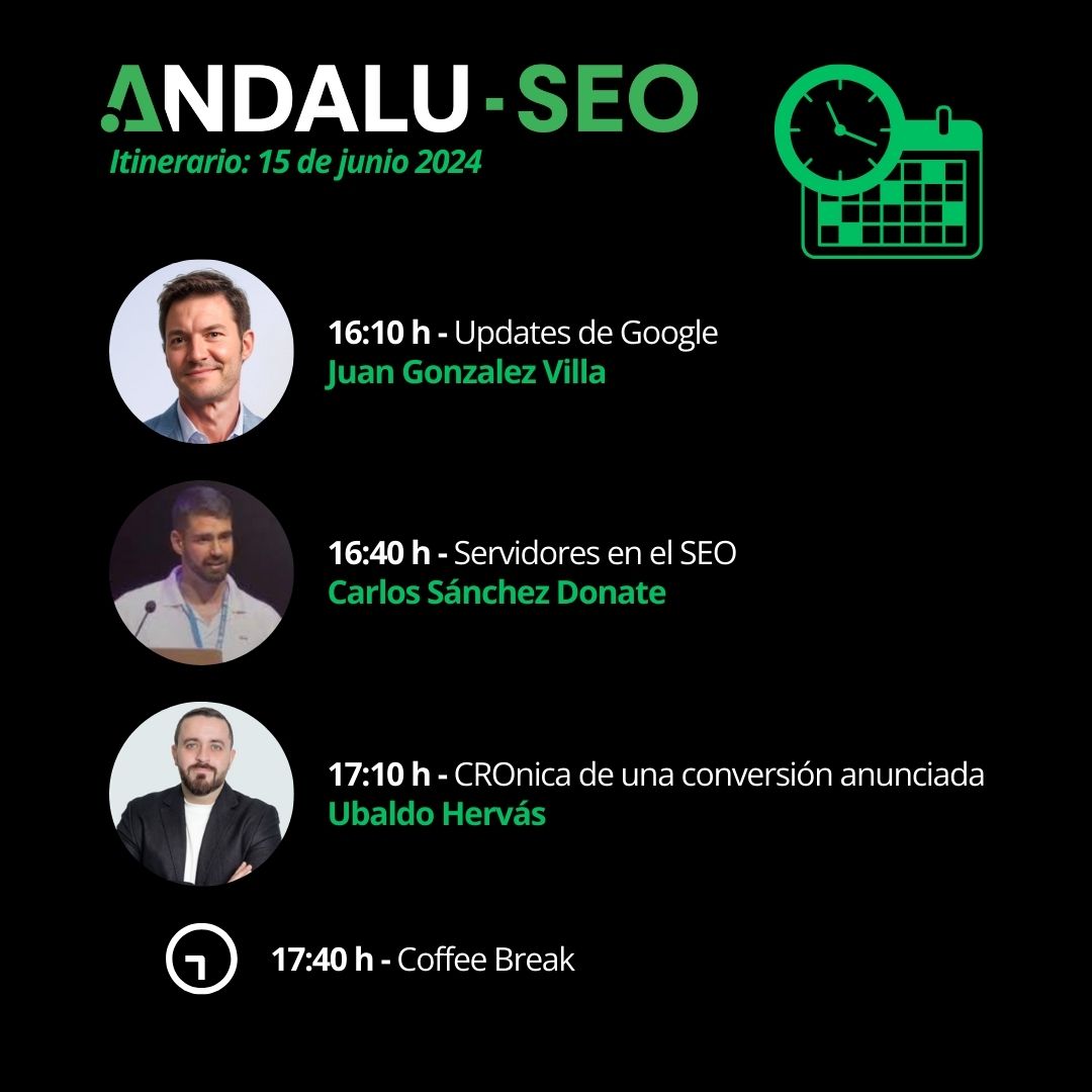 andaluseo's tweet photo. 📌 Itinerario de #AndaluSEO: Estas serán las ponencias del evento 🕑⤵️
Consigue tu entrada 👉 enlace en comentarios
#EventoSEO #CongresoSEO #MarketingDigital #SEO #SEOTecnico https://t.co/oJQUyUVmbM