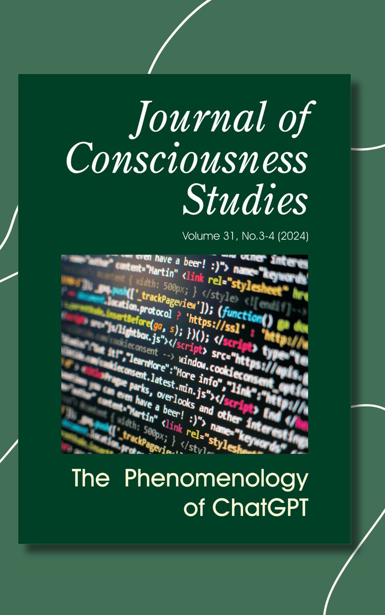The latest issue of the Journal of Consciousness Studies is out now!

This issue has papers on CHAT GPT, panpsychism, sentientism, and epiphenomenalism. 

⬇️Subscribe now⬇️
imprint.co.uk/product/jcs/