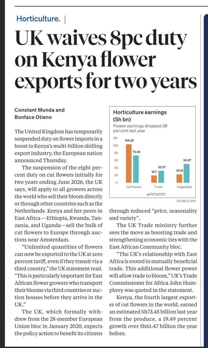 A massive lift for our flower exports @KenyaMissionUK