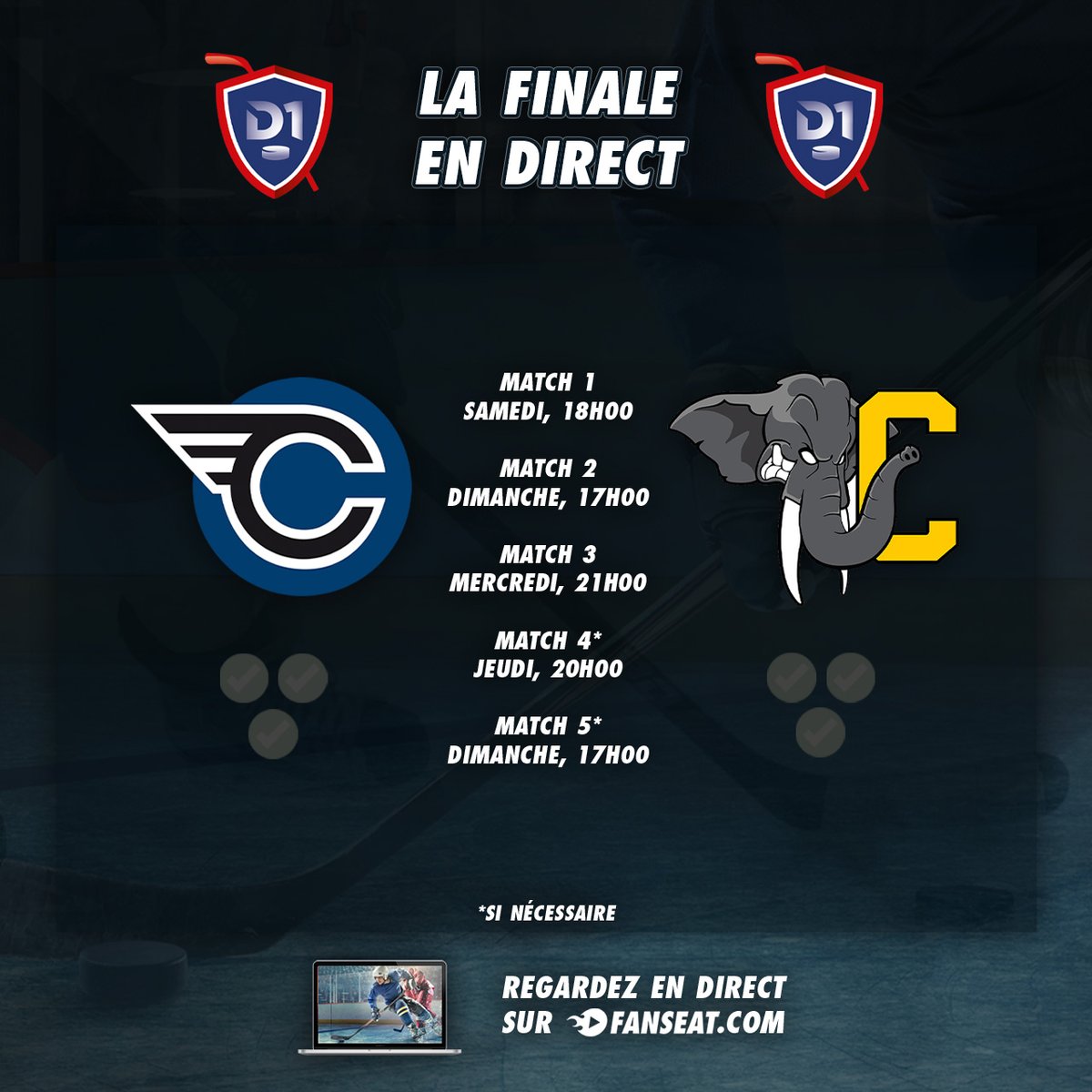 🏒🇫🇷 La finale de la FFHG Division 1 commence demain ! 🏆 Les Corsaires de Nantes vs Les Éléphants de Chambéry... qui va gagner ? #HockeyFrance