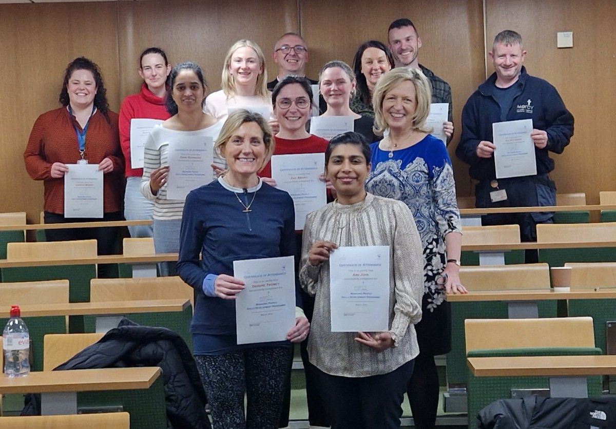 Congratulations to the Mercy Managers and Leaders who have completed the latest multidisciplinary Managing People Skills Programme at Mercy University Hospital Cork 👏. #TheMercyWay @HSELive @HrSswhg