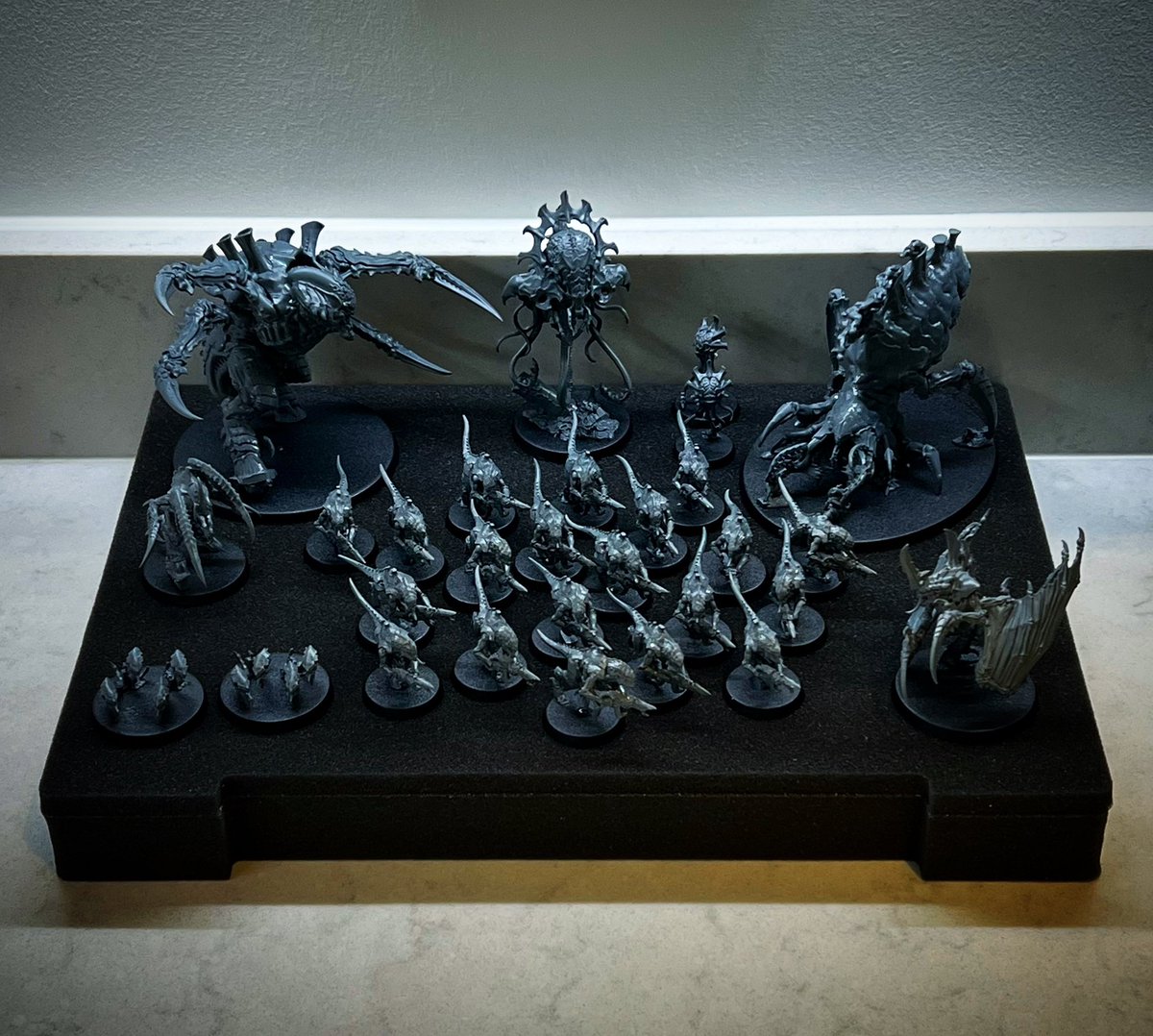 Took some time but I’ve finally built the Tyranids from the leviathan box.

#warhammer40k #tyranids40k #termagant #ripperswarm #wingedtyranidprime #Psychophage #barbagaunt #vonryansleapers #hivefleetbehemoth40k #gamesworkshop40k