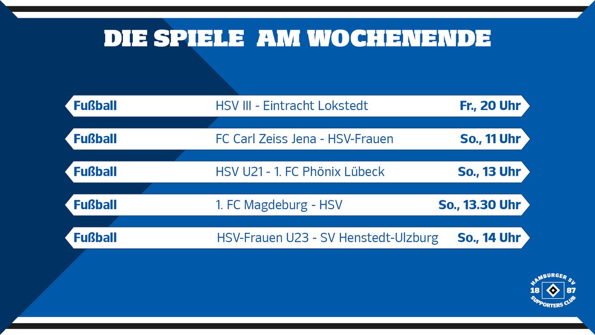 Diese 5️⃣ #HSV-Partien stehen am Wochenende an. ⤵️ #nurderHSV