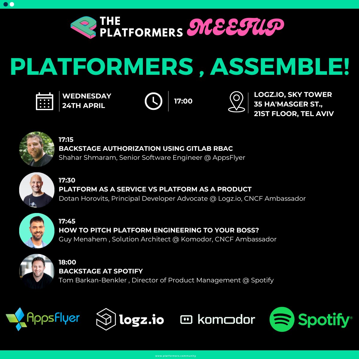 Tom will be joined by @Komodor_com's @the_good_guym & 2 other Platform Engineering experts - Shahar Shmaram @AppsFlyer & @horovits @logzio who'll share their knowledge & experience.