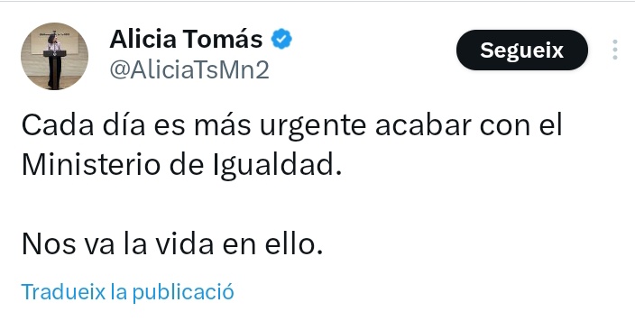 Que no et vinguin la moto que els d'Aliança Catalana són feministes. El seu discurs és calcat a VOX: tancar tot allò que defensi els drets de les dones. Com els salafistes.