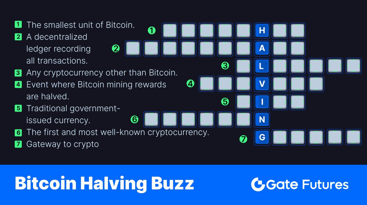 🔥#GateioFuturesChallenge | #Bitcoin Halving Buzz 

🧩 #BTC Crossword Challenge! 🧩

gleam.io/Ttqvu/gateio-f…

1️⃣Follow @Gateiofutures
2️⃣RT & Like this post
3️⃣Comment  and Tag 3 friends with #GateioFuturesChallenge 
4️⃣Answer Via Gleam

#Cryptocurrencies #GateioFutures…