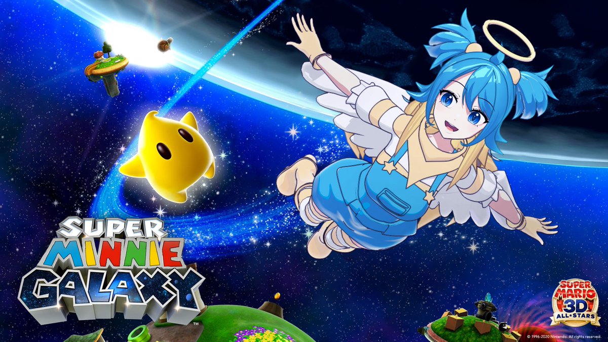 NoctisWhole's tweet image. Very real (not fake) promo art for @Minnieful1's mario galaxy streams

#minniefulart