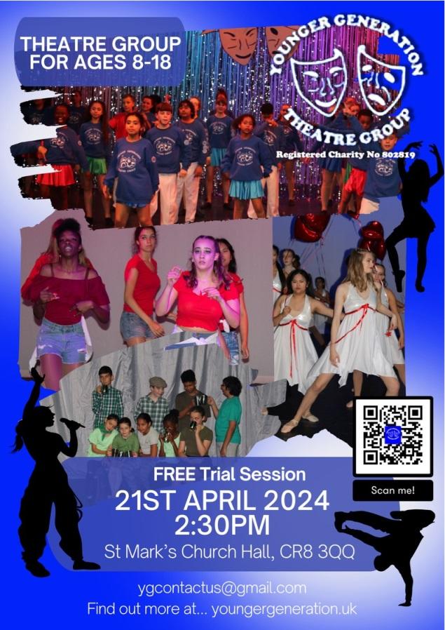 Younger Generation Theatre Group @ygtheatregroup - Theatre Group for ages 8 - 18 is holding a FREE TRIAL SESSION - see dramagroups.com #Events #Apr2024 - you can list your event at @DramaGroups absolutely free! #amdram @followers
