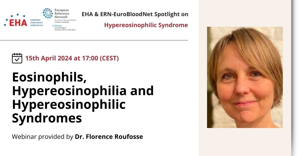 📣​#NEXT Monday is the 'Eosinophils, Hypereosinophilia and Hypereosinophilic Syndromes' webinar with F. Roufosse. Don't forget to register!▶️​bit.ly/3xzBlMf​​ This educational program is designed by @EHA_Hematology & @ERNEuroBloodNet ​​​#ERNeu #ERNs #HealthUnion