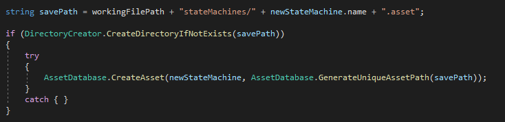 Unless I use Unity's built-in functions to add things they don't get stored, they get lost if the project is closed...

I'm not spending another week Refactoring this, I'm just gonna save the BlendTrees, StateMachines, States and Transitions to Disk separately.

It works.