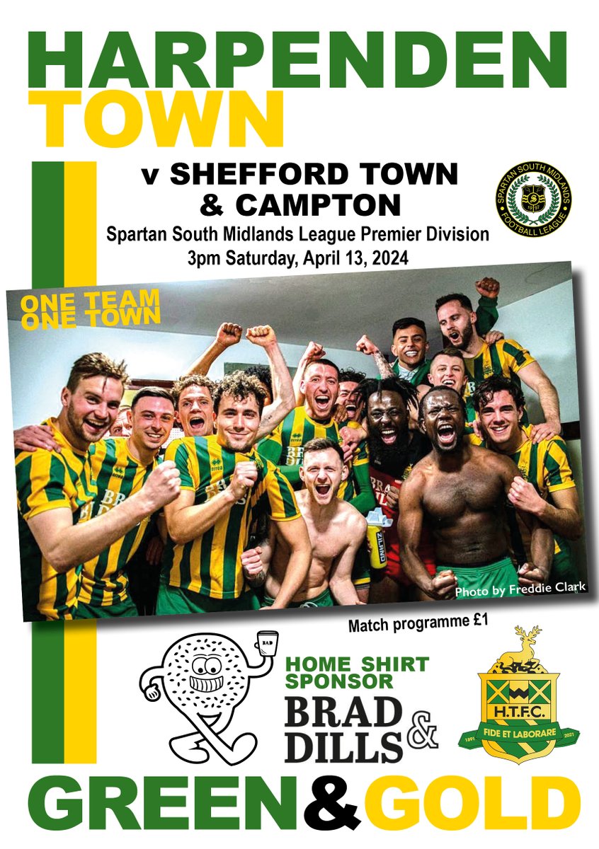 🟢🟡 TOMORROW'S GAME

A great shot of the boys in green and gold celebrating our recent derby day win over Colney Heath by @Fredclarkmedia is on the cover of tomorrow's programme

FREE with a purchase in the clubhouse bar (While stocks last)

#OneTeamOneTown