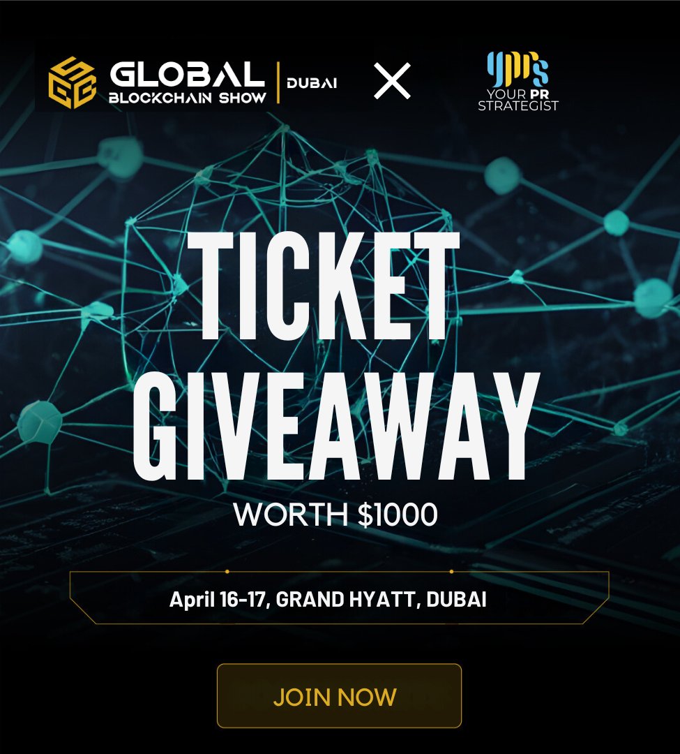 strategist_pr's tweet image. 🚨Ticket #Giveaway worth $1000!🚨

Get a chance to win a ticket to the upcoming #GlobalBlockchainShow in #Dubai this Apr 16-17! 🚀

To join: 
1⃣Follow @strategist_pr &amp;amp; @0xGBS
2⃣Like &amp;amp; RT this post

🏆Stay tuned, winners announcement tomorrow!  

#web3 #nft #blockchain #events #AI