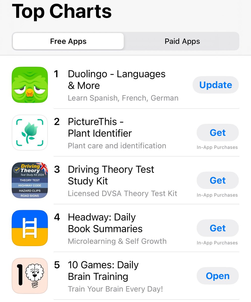 ✨ APP STORE TOP 5! ✨

This is quite unbelievable! 10 Games: Brain Training an app I have made by myself whilst working is currently number 5 in the App Store Charts!

I could not have done it without you! ❤️

#buildinpublic #iOS #iosdev #10games