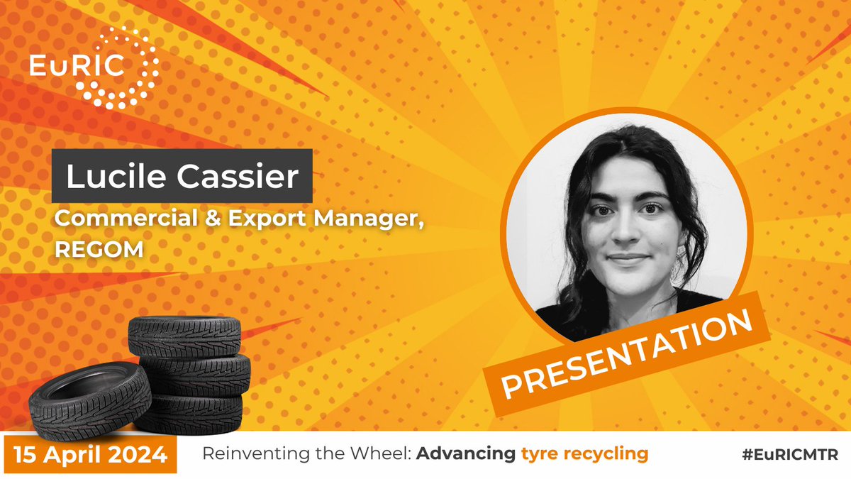 #MeetTheSpeakers 🎙️Introducing Lucile Cassier, Commercial and Export Manager at @REGOM, who will be presenting on 'tyre identification for better recycling' at our event 'Reinventing the Wheel: Advancing tyre recycling' ♻️ Last chance to register👉euric.link/pdb