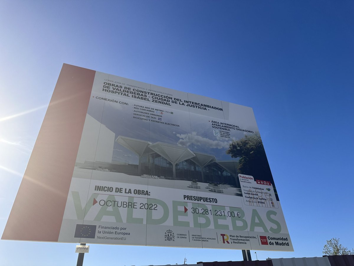 davidperez's tweet photo. Es un orgullo y una alegría ver avanzar las obras del Intercambiador de Valdebebas, que tuve el honor de poner en marcha y que muy pronto será una realidad. https://t.co/IeWKi2W2bm