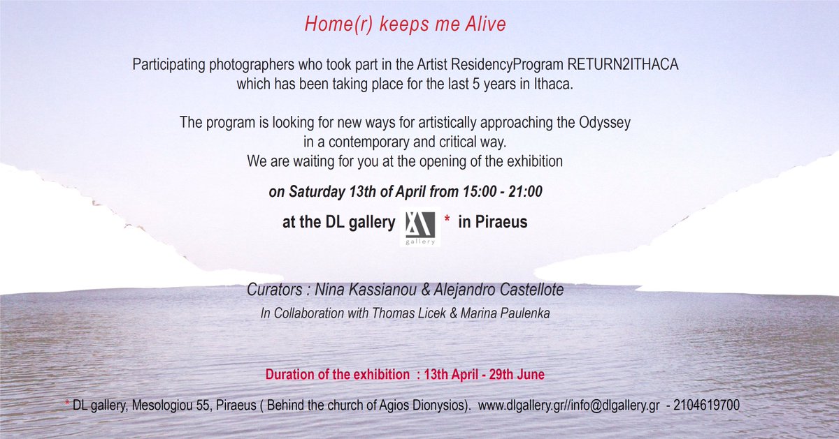 Return2Ithaca Group Photography Exhibition-“Home(r) keeps me Alive” 🇦🇹participation:Mafalda Rakos/Thomas Licek Opening:Saturday,13/4/2024,15:00-21:00,DL gallery*(55, Mesologiou str., Piraeus),Tel:2104619700 Duration of the exhibition:13/4-29/6 With the support of @AustriainGreece