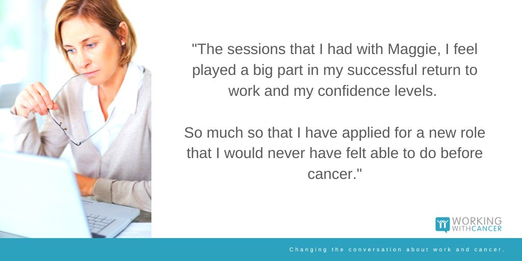 You don't have to be alone in returning to work after a cancer diagnosis.

We're here to help you to make the transition back as smooth as possible with a variety of ways to support you and your employer.

Get in touch today to find out more.

#workingwithcancer #returntowork