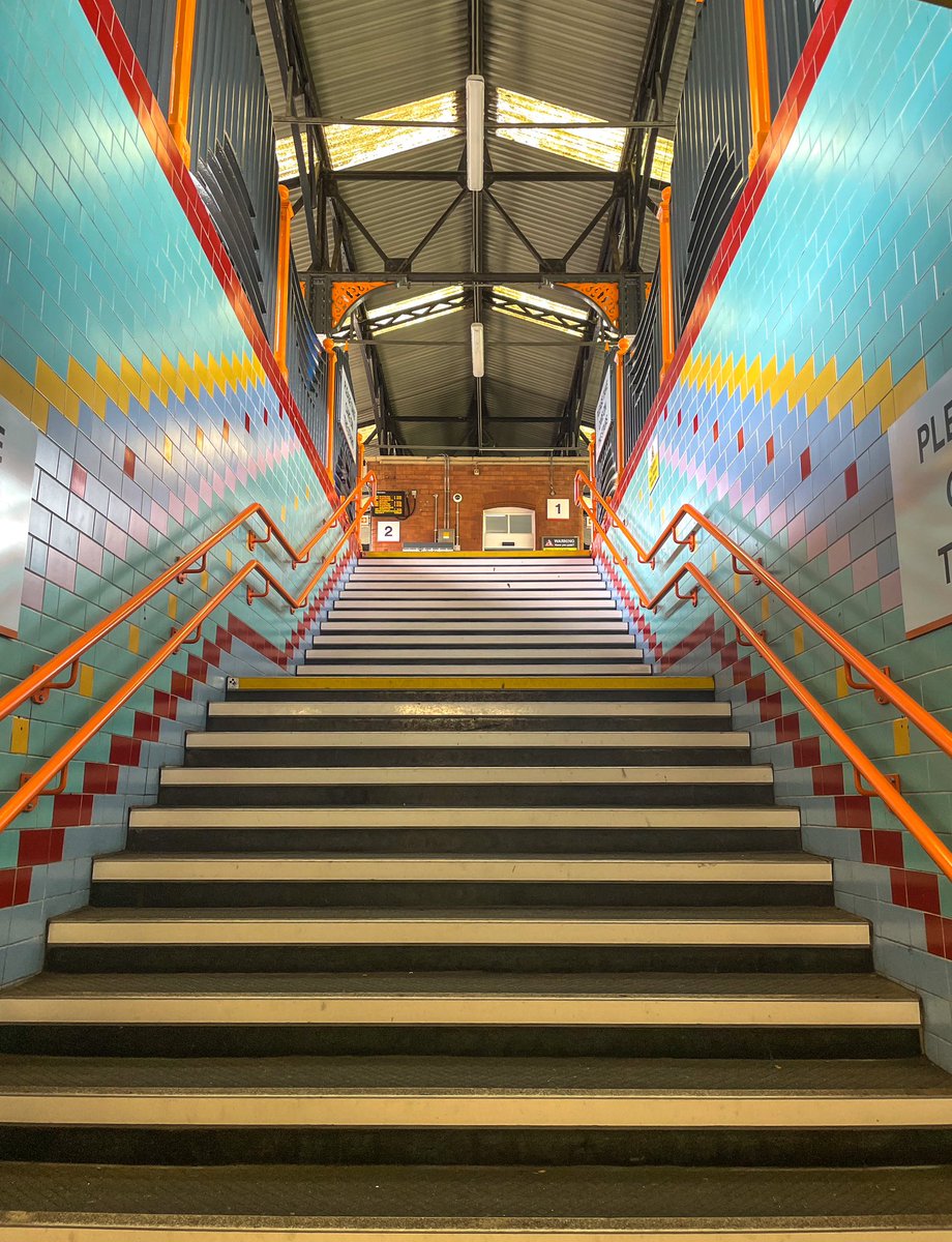 The colourful Stourbridge Junction railway station. #accidentallywesanderson #photography #railwaystation #stourbridge