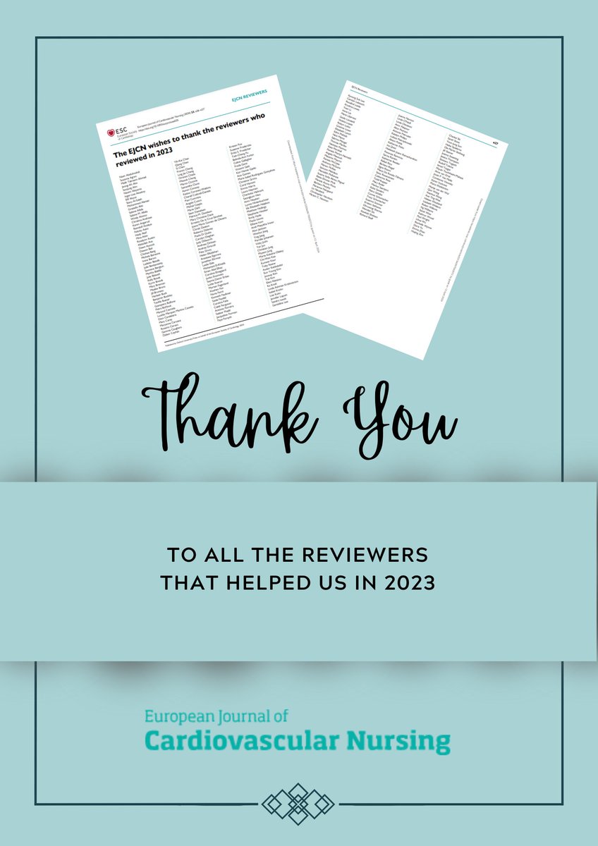 Thank you to all the reviewers that were part of the #EJCN last year! Your work makes our journal better! doi.org/10.1093/eurjcn… #peerreview #academia