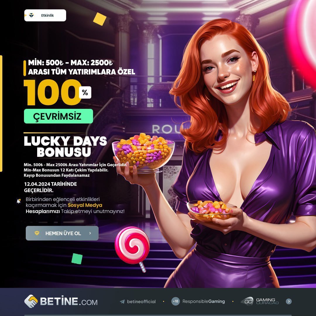 #Betine LUCKY DAYS BONUSU İLE ŞANSIN BETİNE'DE ! Minimum 500₺ - Maximum 2500₺ Arası Tüm Yatırımlarda Geçerlidir %100 Çevrimsiz LUCKY DAYS Bonusu İle Şansını Sür! Detaylı Bilgi ve Giriş İçin : bt.t2m.io/ZMyzj6R #Betine #BetinecomGiriş #Rulet