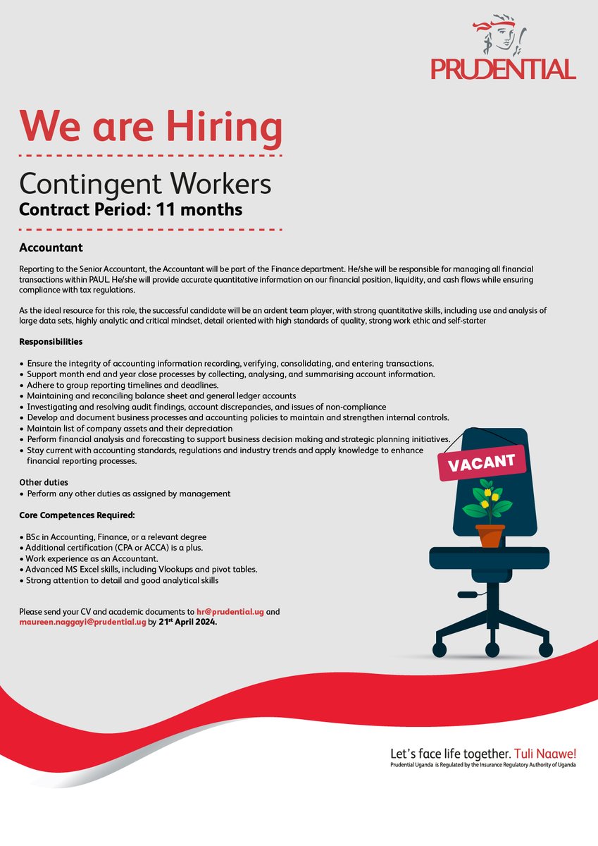 Now Hiring: Accountants - 2 positions (Contingent Workers) Think you're the perfect fit? Apply now and take the first step towards a rewarding career with us. View job scope & application details attached: Apply by 21st April 2024 #JobOpening #Accountant