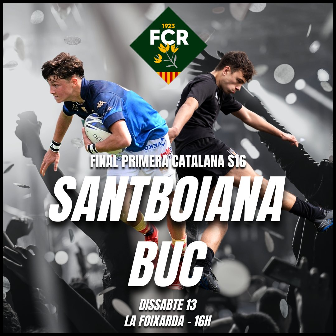rugby_cat's tweet photo. Dissabte de finals de categories formatives a la Foixarda 🔥🔥

A les 16h, final de la Primera Catalana S16 entre la @UESantboiana i el @buc1929 🏆

Podreu veure el partit per streaming a través del canal de youtube de la FCR https://t.co/kr58iUi55k https://t.co/ykGiStpZq1