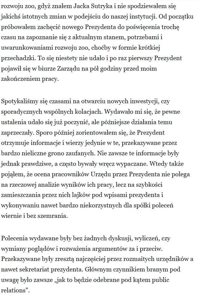 Były prezes wrocławskiego ZOO Radosław Ratajszczak miażdży styl zarządzania prezydenta Jacka Sutryka. Ta ekipa powinna wylecieć za niegospodarność nawet bez wyborów. Przecież te fragmenty z listu otwartego są porażające!